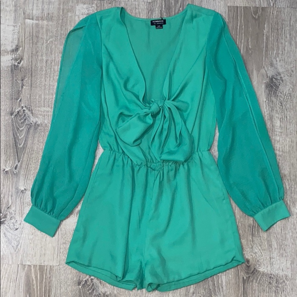 Emerald Green Sheer Romper